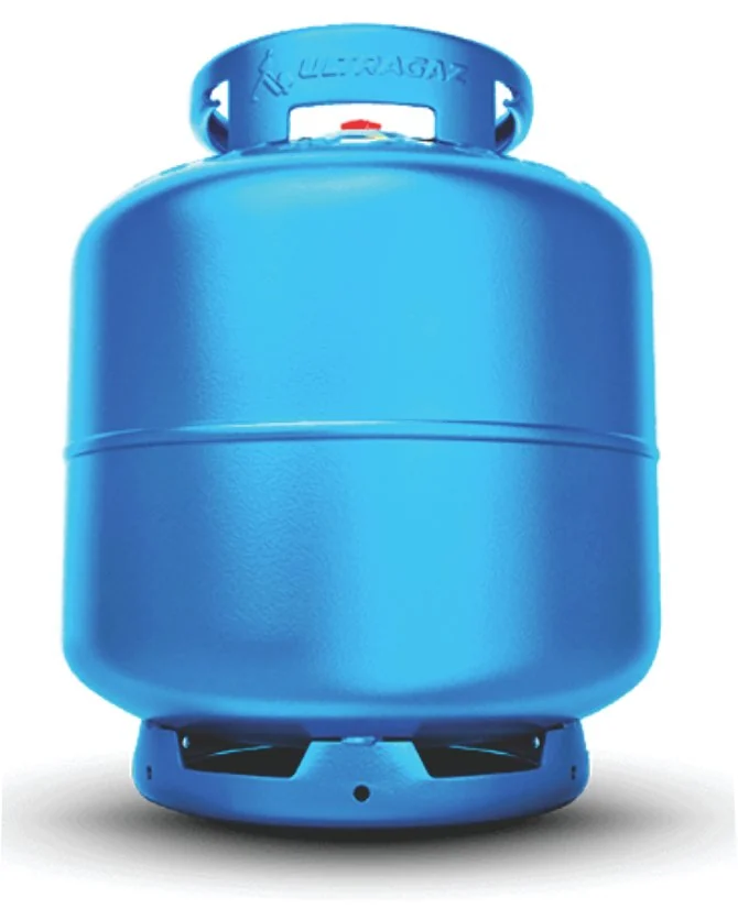 Botijão azul de gás de cozinha P13.
