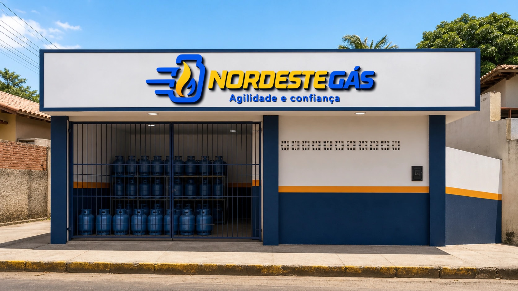 Visualização da nova identidade aplicada à fachada.